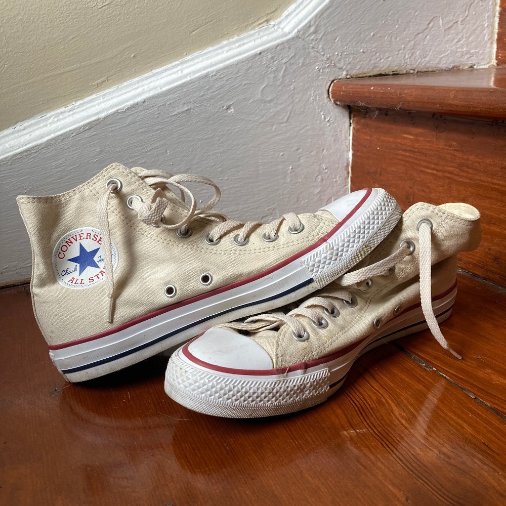 Chuck Taylor All Star Natural Ivory High Top Sneakers ~ 6.5M/8.5W